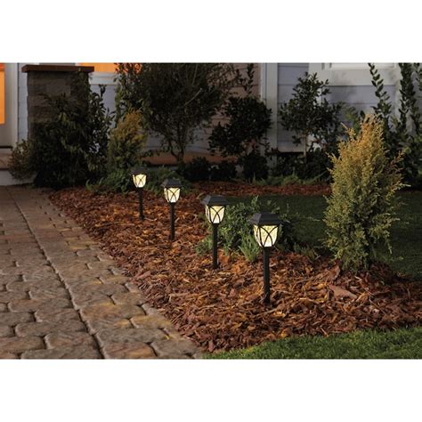 Harbor Breeze 4 Pack 5 Lumen Black Solar Integrated Led Outdoor Path Light Kit 3500 K Qs73p