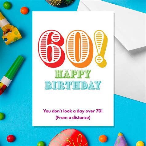 60 You Dont Look A Day Over 70 A5 60th Birthday Card Etsy Hong Kong