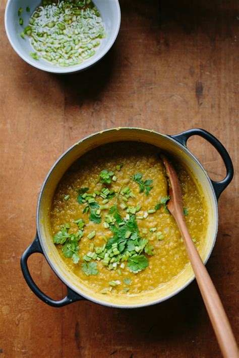 My Favourite Red Lentil Dhal With Pickled Coriander Cilantro Stalks