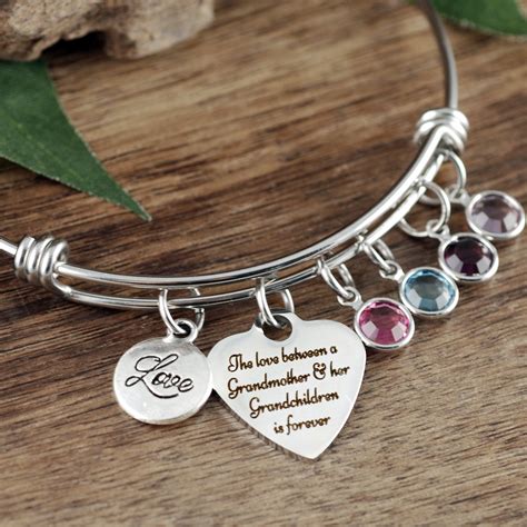 Grandmother Bracelet Birthstones T Or Grandma Birthstone Etsy