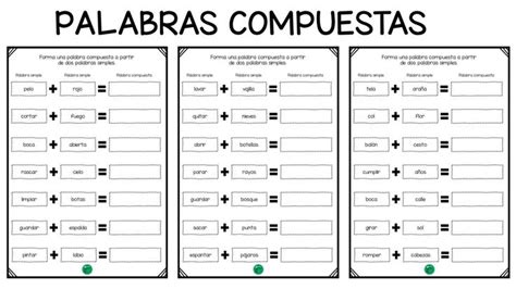 Ejercicio De Lengua Palabras Compuestas Teaching Teaching Resources