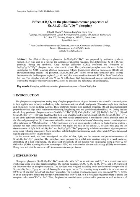 PDF Effect Of B 2 O 3 On The Photoluminescence Properties Of Sr 4 Al