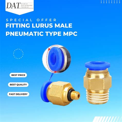 Jual MPC 06 M5 Fitting Lurus Male Slip Lock Selang 6mm Drat M5 5mm