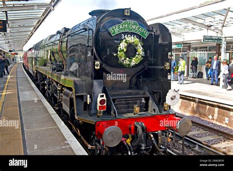 Steam Locomotive 34046 Braunton Seen At Chichester Railway Station