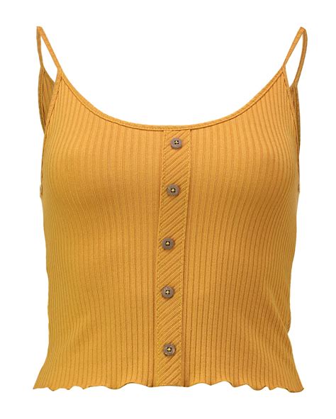 Riachuelo Regata Cropped Feminina Al A Fina Malha Canelada Amarelo