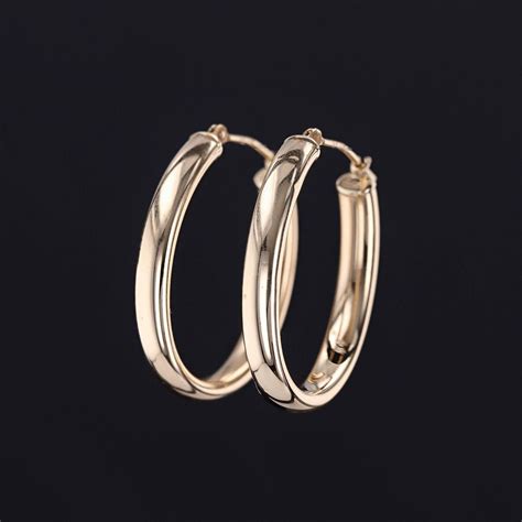 Gold Hoop Earrings 14k Gold Earrings Trademark Antiques