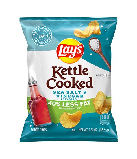 Lay S® Kettle Cooked 40 Less Fat Sea Salt And Vinegar Flavored Potato Chips 1 375oz Pepsico