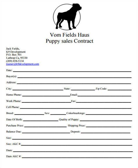 Free 7 Puppy Sales Contract Samples And Templates In Pdf Ms Word