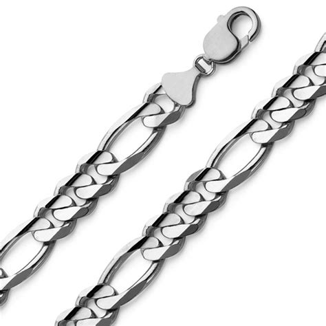 Men S 10mm 14K White Gold Figaro Link Chain Necklace 24 30in