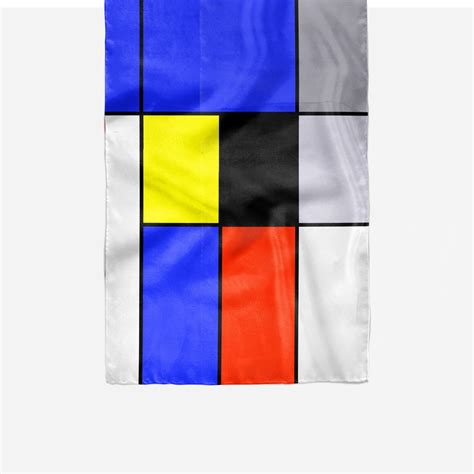 Piet Mondrian Inspiration On Silk Scarf Modern Abstract Art Etsy