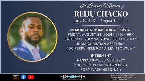 MEMORIAL SERVICE REIJU CHACKO YouTube