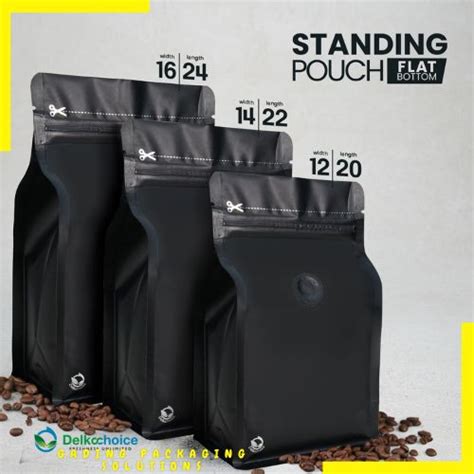 Jual KEMASAN BUBUK BIJI KOPI PLASTIK STANDING POUCH FLAT BOTTOM Putih