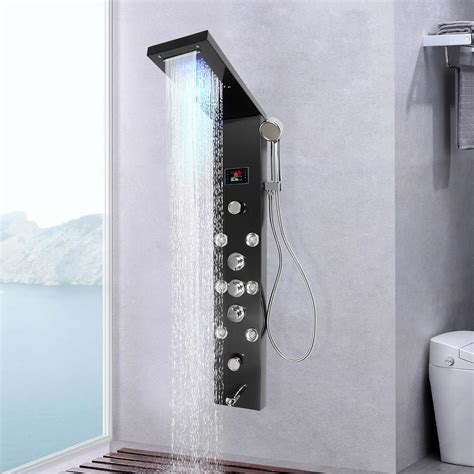 Wall Mount Led Shower Panel Tower System 6 Function Hydroelectricity