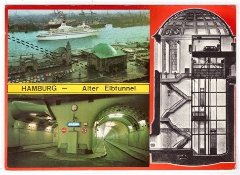 Ak Hamburg Hafen Und Alter Elbtunnel Querschnitt Und Innenansicht Ebay