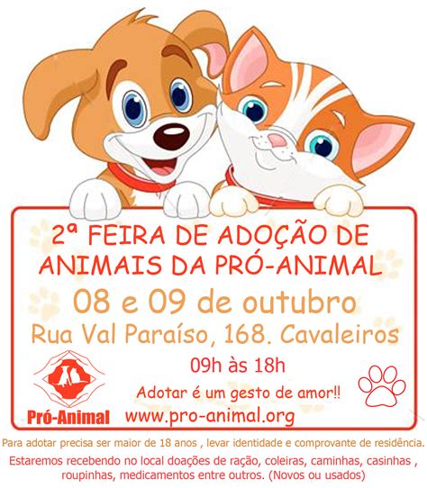 Proteção aos Animais 2ª feira de adoção de animais da PRÓ ANIMAL em Macaé