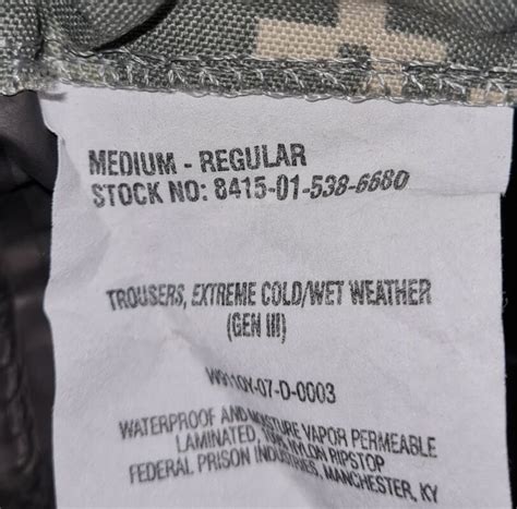 Original Us Army Gen Iii Extreme Cold Weather Hose Trouser Acu