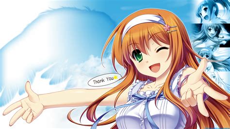 Wallpaper Anime Girls Green Eyes Haruki Urara Orange Hair Sora No