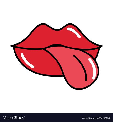 Female Mouth Tongue Out Pop Art Comic Style Flat Vector Image