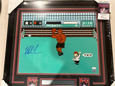 Mike Tyson Autograph Punch Out 16x20 Photo Black Framed Black Red