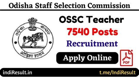 OSSC Teacher Recruitment 2022 23 Notification Apply Online 7540 TGT