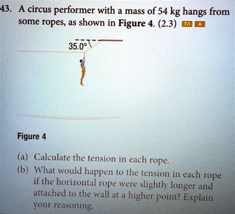 Solved A Circus Performer With A Mass Of Kg Hangs From Some