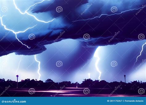 Illustration Of Storm Clouds Rain And Lightning Stock Illustration