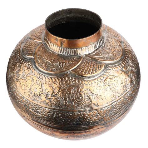 Copper Pot Planter Heavy Repousse Design