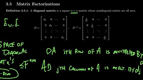 Diagonal Matrices Youtube