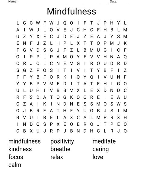 Mindfulness Word Search Free Printable Word Search Maker