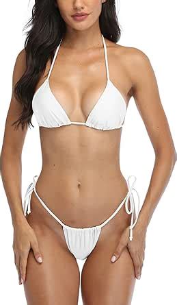 SHERRYLO Maillot De Bain Bikini String Pour Femme Blanc Maillot De Bain