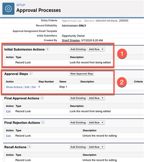 Adding Actions And Viewing The Approval Steps Salesforce For