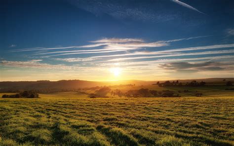 Sunset Clouds Landscapes Nature Sun England Fields United