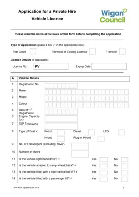 Fillable Online Application For A Private Hire Vehicle Licence Please