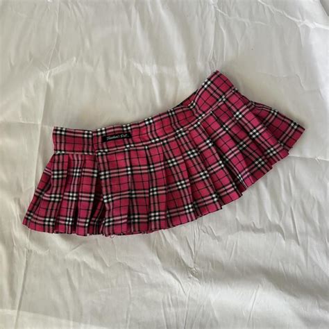 Micro Mini Hot Pink Plaid Skirt Velcro Closure So Depop