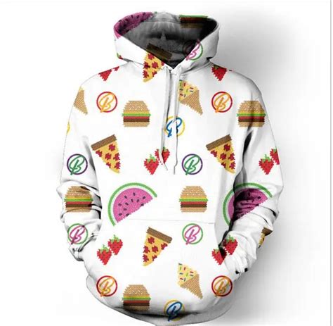 D Print Food Hoodies And Sweatshirts 2015 Dessert Cake Pizza Pattern