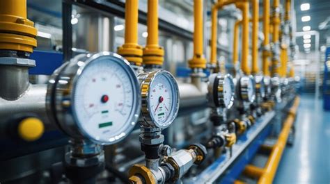 pressure gauges showing pressure  industrial environment premium ai
