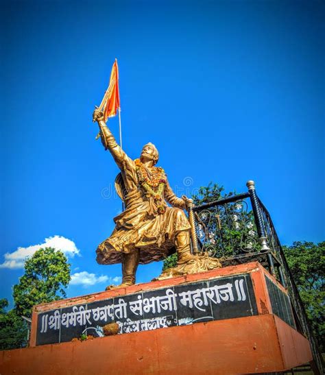 maratha king chatrapati sambhaji maharaj statue editorial stock photo
