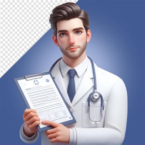 Premium Psd Doctor With Medical Records And White Coat And Stethoscope