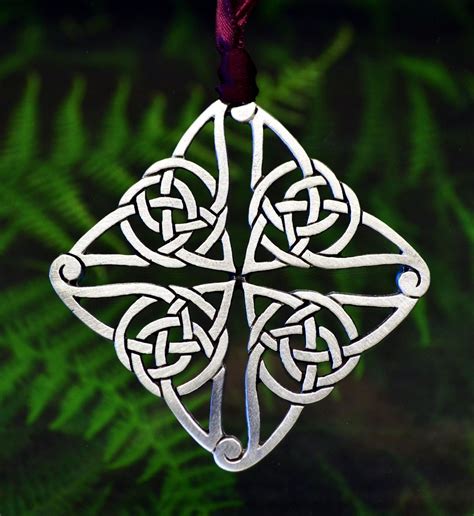 Square Celtic Knot Pewter Christmas Ornament Treasure Cast Celtic