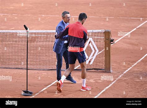 Paris France Novak Djokovic Et Mats Wilander Lors D Une