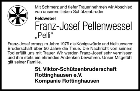 Traueranzeigen Von Franz Josef Pellenwessel Om Trauer De