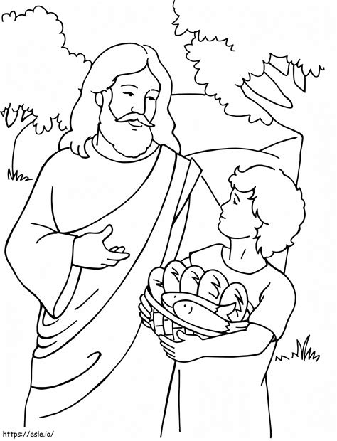 Jesus Feeds 5000 Coloring Page