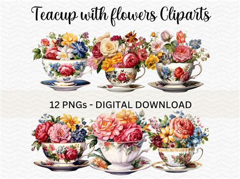 Vintage Teacup Clipart 12 Tea Cup Clipart Png Bundle Free Commercial ...