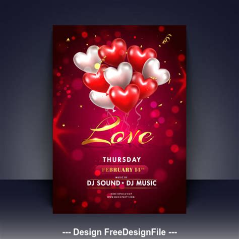 Valentines Day Music Party Flyer Vector Free Download