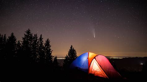 Tent, Camping, Comet, Night Starry Sky