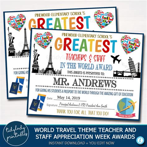 Printable Teacher Appreciation Certificates