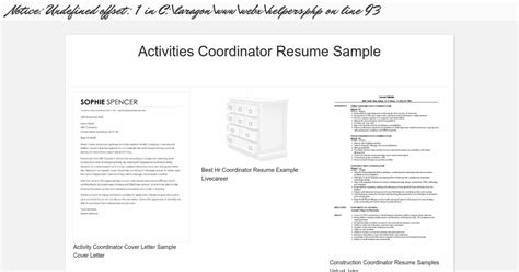 Activities Coordinator Resume Sample