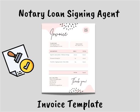 Printable Notary Loan Signing Agent Invoice Template Edit In CANVA Free