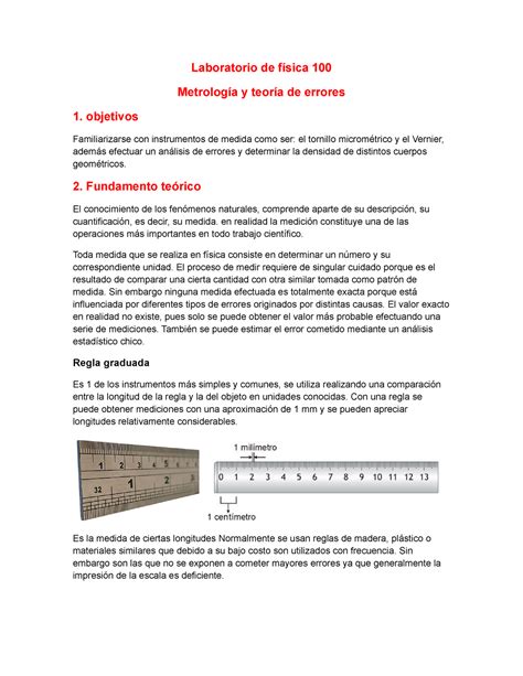 Laboratorio De Física 100 Labo 1 Laboratorio De Física 100 Metrología