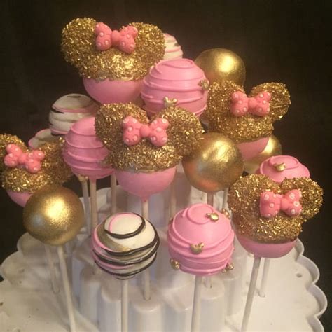 Pink and Gold Minnie Mouse Cake Pops – Nibblerz Desserts